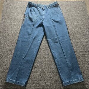 Haggar Work to Weekend Pleated Denim Pants 36x32 Expandable Waistband NWT